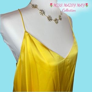 🍋Brooks Bros, 100% Silk🍋 Lemon Squeeze, double layers, Sz XL, Racer Back